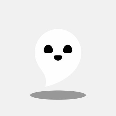 Cadılar Bayramı hayaleti, korkunç ya da şirin çizgi film hayaleti, Cadılar Bayramı tatili. Gölge tasarımı. İzole edilmiş bir ikon. Düz biçim vektör illüstrasyonu.