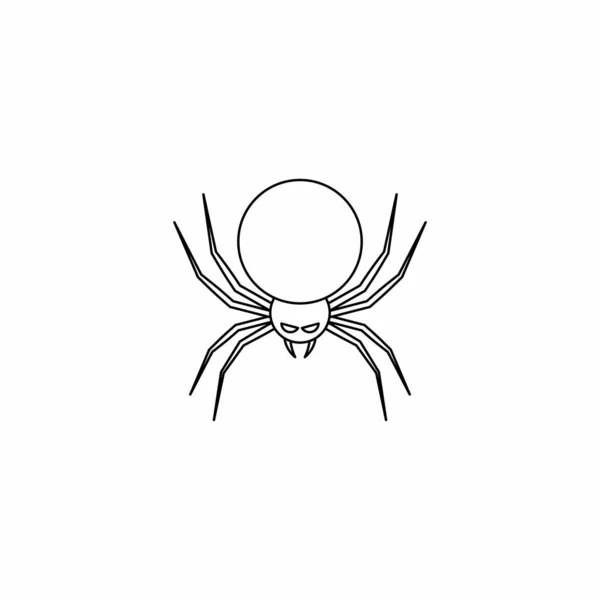 輝く目でハロウィーンのクモのアイコン ハロウィーンの休日 ブラックアウトラインデザイン 孤立したアイコン 平面図ベクトル図 — ストックベクタ