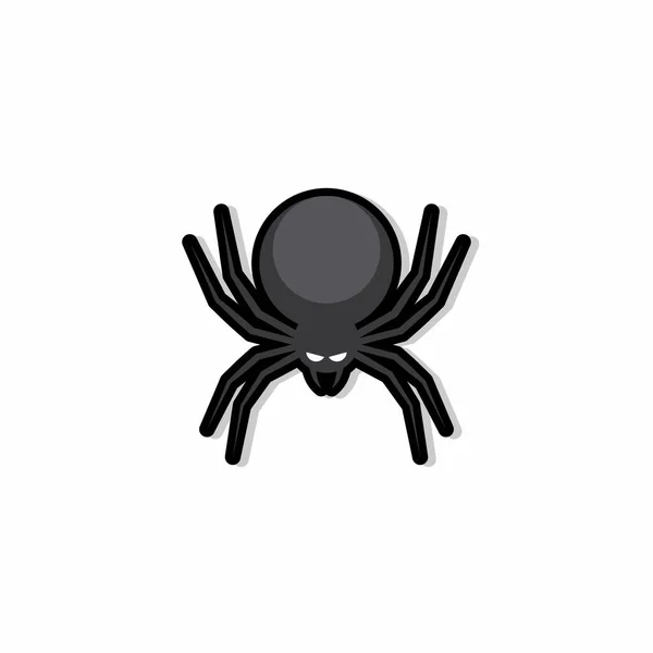 Halloween Spider Icon Glowing Eyes Halloween Holiday Black Stroke Shadow — Stock Vector