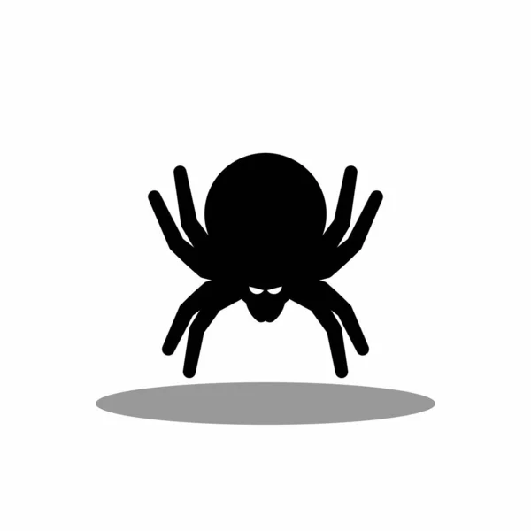 輝く目でハロウィーンのクモのアイコン ハロウィーンの休日 黒いストロークと影のデザイン 孤立したアイコン 平面図ベクトル図 — ストックベクタ