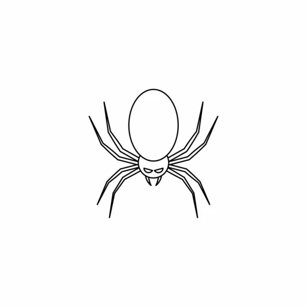 Halloween Pavouk Ikona Zářícíma Očima Halloween Dovolená Černý Obrys Izolovaná — Stockový vektor