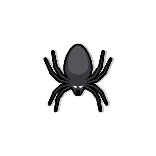 Halloween Spider Icon Glowing Eyes Halloween Holiday Black Stroke Shadow — Stock Vector