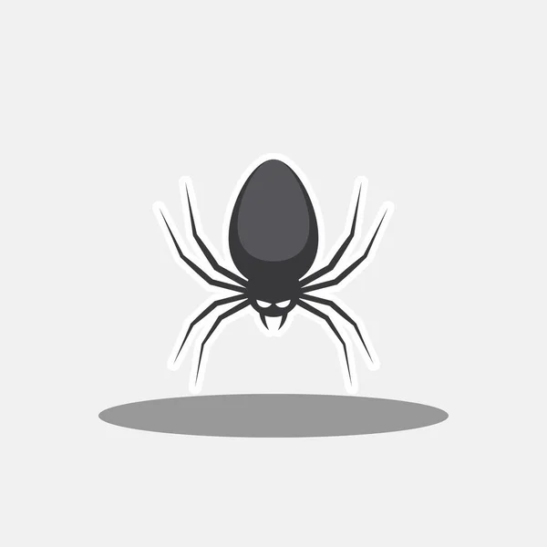 輝く目でハロウィーンのクモのアイコン ハロウィーンの休日 白いストロークと影のデザイン 孤立したアイコン 平面図ベクトル図 — ストックベクタ