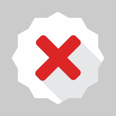 Yanlış notlar, yanlış işaretler, reddedilmiş, onaylanmamış, hayır, yanlış, tamam değil, yanlış seçimler, görev tamamlama, oylama. - vektör işareti sembolleri kırmızı. İzole edilmiş bir ikon. Düz biçim vektör illüstrasyonu.