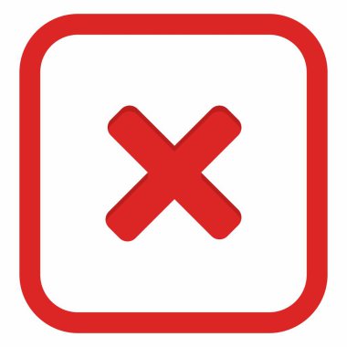 Yanlış notlar, yanlış işaretler, reddedilmiş, onaylanmamış, hayır, yanlış, tamam değil, yanlış seçimler, görev tamamlama, oylama. - vektör işareti sembolleri kırmızı. İzole edilmiş bir ikon. Düz biçim vektör illüstrasyonu.