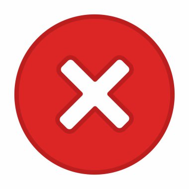 Yanlış notlar, yanlış işaretler, reddedilmiş, onaylanmamış, hayır, yanlış, tamam değil, yanlış seçimler, görev tamamlama, oylama. - vektör işareti sembolleri kırmızı. İzole edilmiş bir ikon. Düz biçim vektör illüstrasyonu.