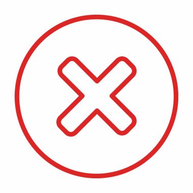 Yanlış notlar, yanlış işaretler, reddedilmiş, onaylanmamış, hayır, yanlış, tamam değil, yanlış seçimler, görev tamamlama, oylama. - vektör işareti sembolleri kırmızı. İzole edilmiş bir ikon. Düz biçim vektör illüstrasyonu.