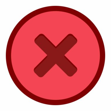 Yanlış notlar, yanlış işaretler, reddedilmiş, onaylanmamış, hayır, yanlış, tamam değil, yanlış seçimler, görev tamamlama, oylama. - vektör işareti sembolleri kırmızı. İzole edilmiş bir ikon. Düz biçim vektör illüstrasyonu.