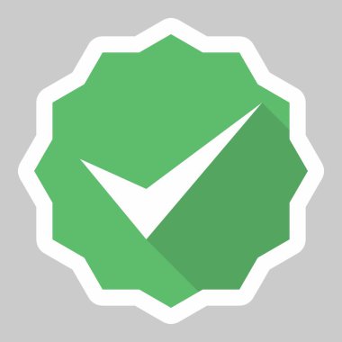 Kontrol işaretleri, tik işaretleri, kabul edildi, onaylandı, evet, doğru, tamam, doğru seçimler, görev tamamlama, oylama. - vektör işaretleri yeşil renkte. Beyaz kulaç ve gölge tasarımı. İzole edilmiş bir ikon. Düz biçim vektör illüstrasyonu.