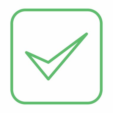 Kontrol işaretleri, tik işaretleri, kabul edildi, onaylandı, evet, doğru, tamam, doğru seçimler, görev tamamlama, oylama. - vektör işaretleri yeşil renkte. İzole edilmiş bir ikon. Düz biçim vektör illüstrasyonu.