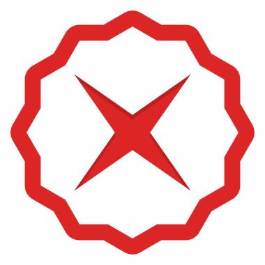 Yanlış notlar, yanlış işaretler, reddedilmiş, onaylanmamış, hayır, yanlış, tamam değil, yanlış seçimler, görev tamamlama, oylama. - vektör işareti sembolleri kırmızı. İzole edilmiş bir ikon. Düz biçim vektör illüstrasyonu.