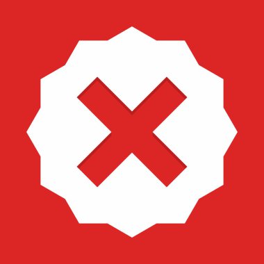 Yanlış notlar, yanlış işaretler, reddedilmiş, onaylanmamış, hayır, yanlış, tamam değil, yanlış seçimler, görev tamamlama, oylama. - vektör işareti sembolleri kırmızı. İzole edilmiş bir ikon. Düz biçim vektör illüstrasyonu.