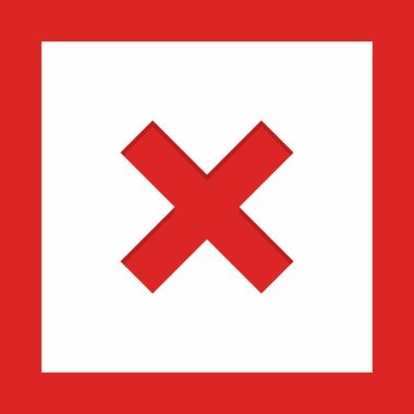 Yanlış notlar, yanlış işaretler, reddedilmiş, onaylanmamış, hayır, yanlış, tamam değil, yanlış seçimler, görev tamamlama, oylama. - vektör işareti sembolleri kırmızı. İzole edilmiş bir ikon. Düz biçim vektör illüstrasyonu.