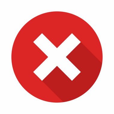 Yanlış notlar, yanlış işaretler, reddedilmiş, onaylanmamış, hayır, yanlış, tamam değil, yanlış seçimler, görev tamamlama, oylama. - vektör işareti sembolleri kırmızı. İzole edilmiş bir ikon. Düz biçim vektör illüstrasyonu.