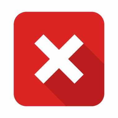Yanlış notlar, yanlış işaretler, reddedilmiş, onaylanmamış, hayır, yanlış, tamam değil, yanlış seçimler, görev tamamlama, oylama. - vektör işareti sembolleri kırmızı. İzole edilmiş bir ikon. Düz biçim vektör illüstrasyonu.