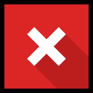Yanlış notlar, yanlış işaretler, reddedilmiş, onaylanmamış, hayır, yanlış, tamam değil, yanlış seçimler, görev tamamlama, oylama. - vektör işareti sembolleri kırmızı. Siyah vuruş ve gölge tasarımı. İzole edilmiş bir ikon. Düz biçim vektör illüstrasyonu.