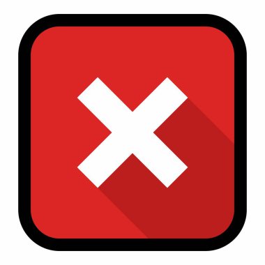 Yanlış notlar, yanlış işaretler, reddedilmiş, onaylanmamış, hayır, yanlış, tamam değil, yanlış seçimler, görev tamamlama, oylama. - vektör işareti sembolleri kırmızı. Siyah vuruş ve gölge tasarımı. İzole edilmiş bir ikon. Düz biçim vektör illüstrasyonu.