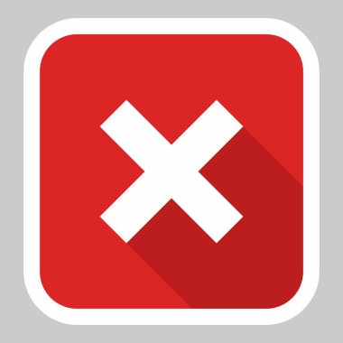 Yanlış notlar, yanlış işaretler, reddedilmiş, onaylanmamış, hayır, yanlış, tamam değil, yanlış seçimler, görev tamamlama, oylama. - vektör işareti sembolleri kırmızı. Beyaz kulaç ve gölge tasarımı. İzole edilmiş bir ikon. Düz biçim vektör illüstrasyonu.
