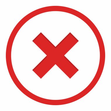 Yanlış notlar, yanlış işaretler, reddedilmiş, onaylanmamış, hayır, yanlış, tamam değil, yanlış seçimler, görev tamamlama, oylama. - vektör işareti sembolleri kırmızı. İzole edilmiş bir ikon. Düz biçim vektör illüstrasyonu.