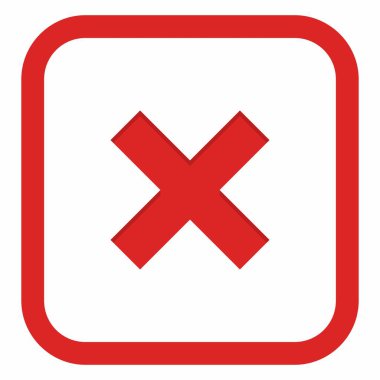 Yanlış notlar, yanlış işaretler, reddedilmiş, onaylanmamış, hayır, yanlış, tamam değil, yanlış seçimler, görev tamamlama, oylama. - vektör işareti sembolleri kırmızı. İzole edilmiş bir ikon. Düz biçim vektör illüstrasyonu.