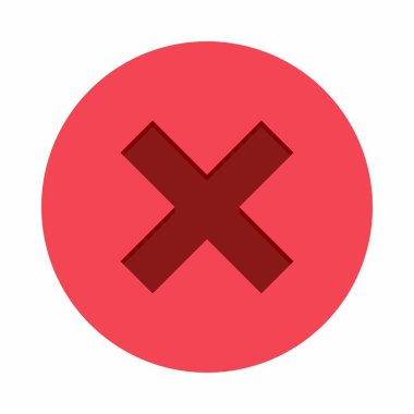 Yanlış notlar, yanlış işaretler, reddedilmiş, onaylanmamış, hayır, yanlış, tamam değil, yanlış seçimler, görev tamamlama, oylama. - vektör işareti sembolleri kırmızı. İzole edilmiş bir ikon. Düz biçim vektör illüstrasyonu.