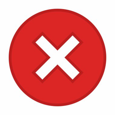 Yanlış notlar, yanlış işaretler, reddedilmiş, onaylanmamış, hayır, yanlış, tamam değil, yanlış seçimler, görev tamamlama, oylama. - vektör işareti sembolleri kırmızı. İzole edilmiş bir ikon. Düz biçim vektör illüstrasyonu.