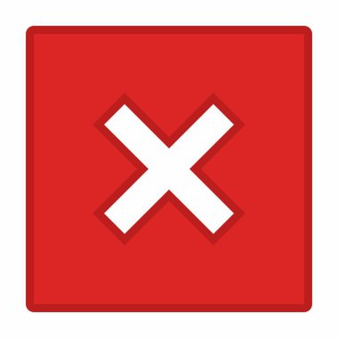 Yanlış notlar, yanlış işaretler, reddedilmiş, onaylanmamış, hayır, yanlış, tamam değil, yanlış seçimler, görev tamamlama, oylama. - vektör işareti sembolleri kırmızı. İzole edilmiş bir ikon. Düz biçim vektör illüstrasyonu.