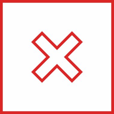 Yanlış notlar, yanlış işaretler, reddedilmiş, onaylanmamış, hayır, yanlış, tamam değil, yanlış seçimler, görev tamamlama, oylama. - vektör işareti sembolleri kırmızı. İzole edilmiş bir ikon. Düz biçim vektör illüstrasyonu.