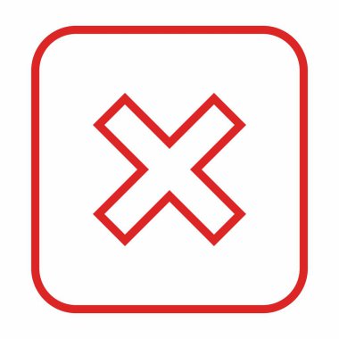 Yanlış notlar, yanlış işaretler, reddedilmiş, onaylanmamış, hayır, yanlış, tamam değil, yanlış seçimler, görev tamamlama, oylama. - vektör işareti sembolleri kırmızı. İzole edilmiş bir ikon. Düz biçim vektör illüstrasyonu.