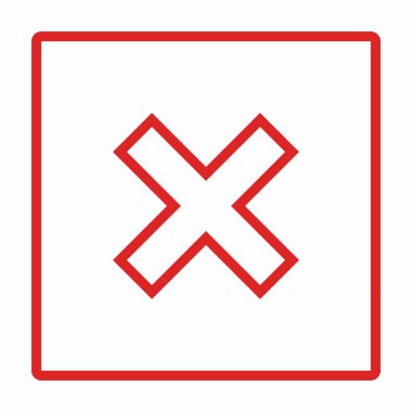 Yanlış notlar, yanlış işaretler, reddedilmiş, onaylanmamış, hayır, yanlış, tamam değil, yanlış seçimler, görev tamamlama, oylama. - vektör işareti sembolleri kırmızı. İzole edilmiş bir ikon. Düz biçim vektör illüstrasyonu.