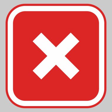 Yanlış notlar, yanlış işaretler, reddedilmiş, onaylanmamış, hayır, yanlış, tamam değil, yanlış seçimler, görev tamamlama, oylama. - vektör işareti sembolleri kırmızı. İzole edilmiş bir ikon. Düz biçim vektör illüstrasyonu.