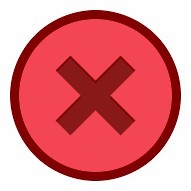 Yanlış notlar, yanlış işaretler, reddedilmiş, onaylanmamış, hayır, yanlış, tamam değil, yanlış seçimler, görev tamamlama, oylama. - vektör işareti sembolleri kırmızı. İzole edilmiş bir ikon. Düz biçim vektör illüstrasyonu.