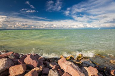 Lake Balaton in a windy day at early autumn, Hungary.