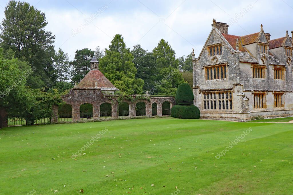 The lawns in front of an English Stately home in Dorset, England