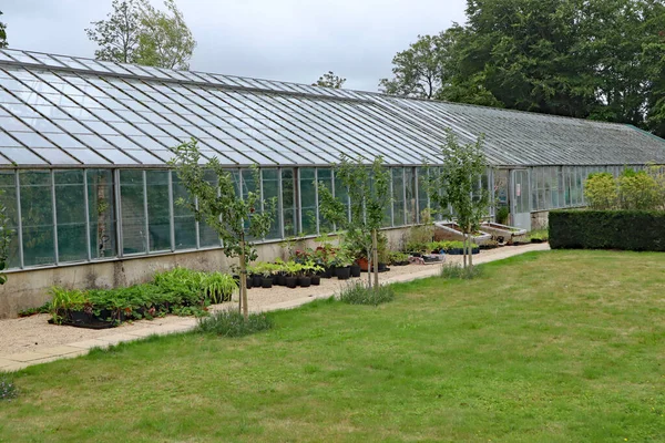 A large greenhouse in the kitchen garden of an English country houseA large greenhouse in the kitchen garden of an English country house