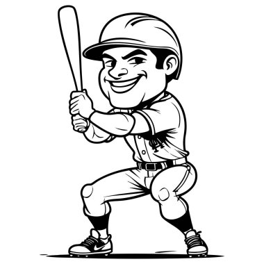 Çizgi filmdeki beyzbol vurucusu çocukları boyamak için harika bir vuruş yapmaya hazır.