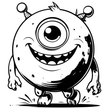 Çocukların eğlencesine gülümseyen tek gözlü uzaylı çizgi filmi.