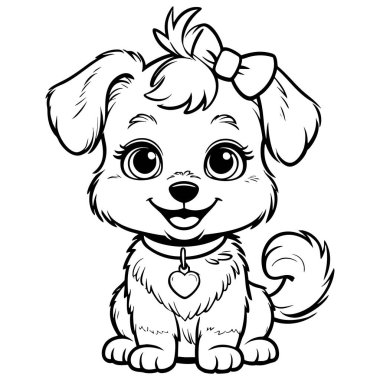 Oklu ve kalp etiketli sevimli bir köpek yavrusu. Renkli aşıklar için.