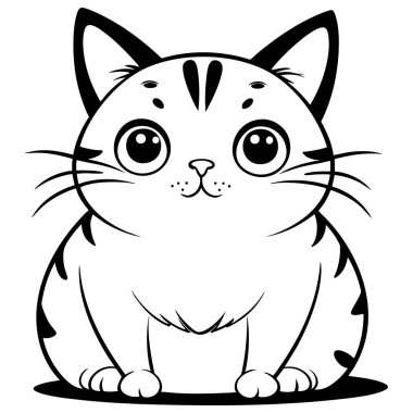 Sevimli tombul kedi, kocaman gözleri ve sevimli bir ifadesi var.