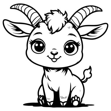 Boyama eğlencesi için harika gözleri olan sevimli keçi yavrusu.