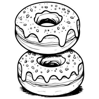 İki lezzetli donut kremayla istiflenmiş, boyamaya ve eğlenmeye hazır.