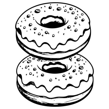 Tatlı renklendirme zamanı için kremalı ve şekerli iki lezzetli çörek.