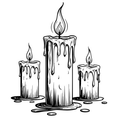 Eriyen balmumuyla yanan üç mum renk sanatını rahatlatmak için birebir.