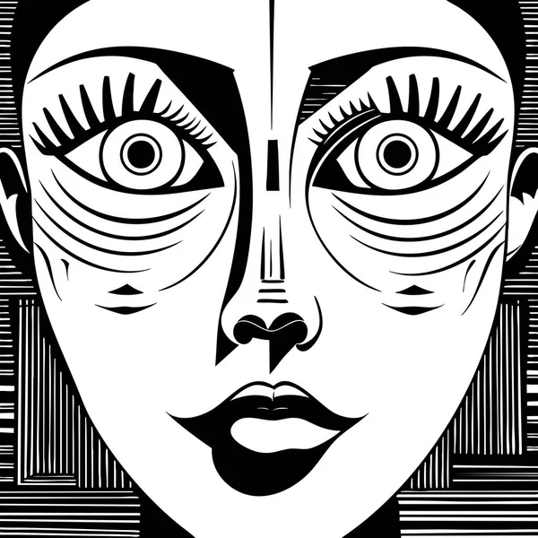 Geometrik şekilli ve desenli siyah beyaz kalın çizgi çizgisi.