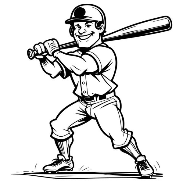 Kendine güvenen beyzbol oyuncusu, çocukları boyamak için sopayı sallamaya hazır tutuyor.