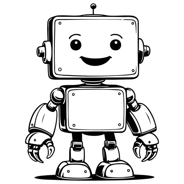 Kare kafalı, güler yüzlü ve yardıma hazır dost canlısı bir robot.