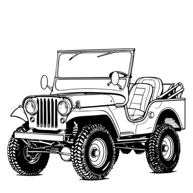 Klasik off road cip çizimi araç boyama eğlencesi için mükemmel