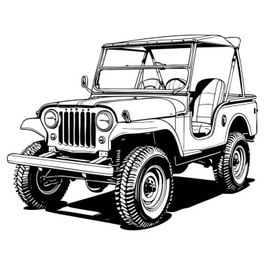 Macera ve sayfa aşıkları için ayrıntılı eski cip çizgisi sanatı