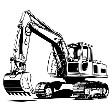 Endüstriyel ve inşaat boyama sayfaları için büyük kazı makinesi çizimi