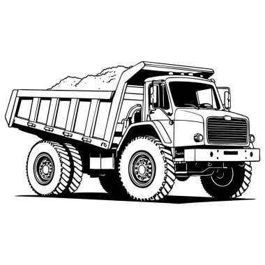 Kum hattı sanatı taşıyan detaylı çöp kamyonu boyama veya tasarım için harika